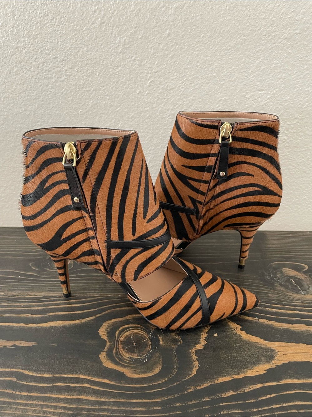 Linea Paolo Calf Fur Zebra Print Heels